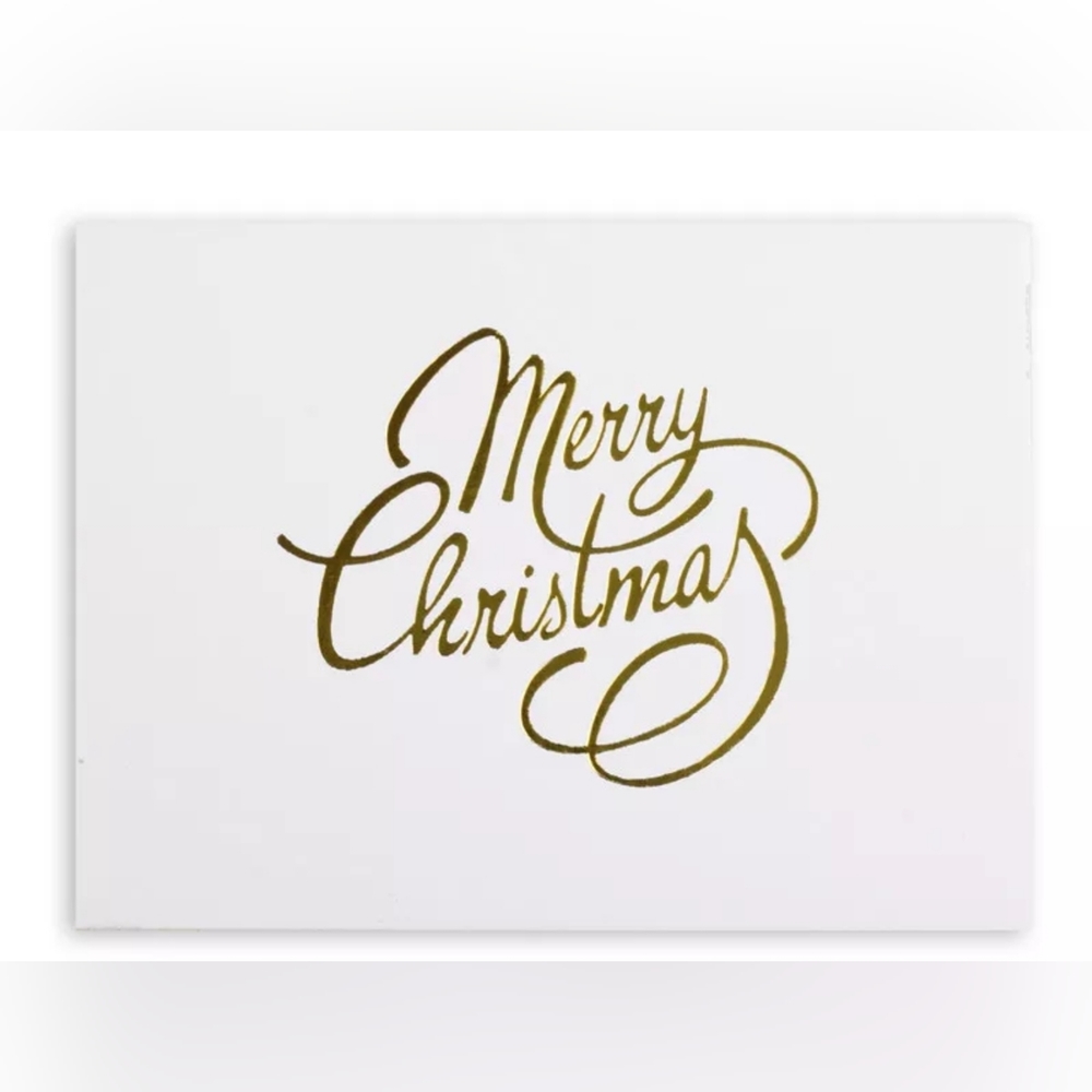 "MERRY CHRISTMAS" Set of 10 Note Cards * Gift Tags -Blank with Gold Foil Letters